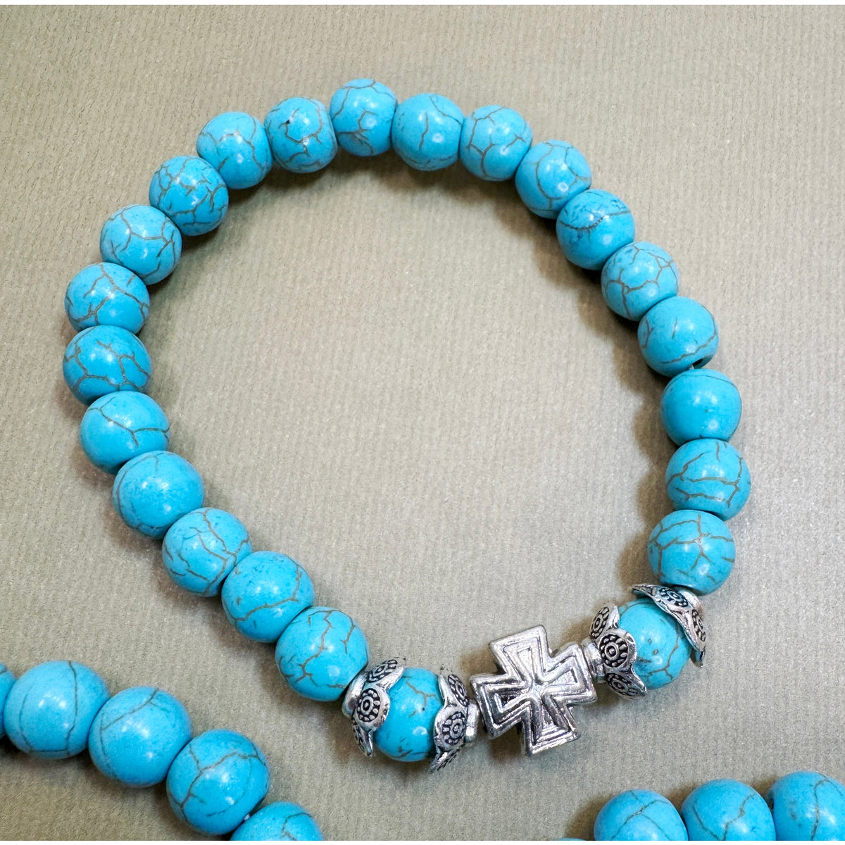Set of 3 Turquoise Beaded Stretch Bracelets Butterfly Owl Charm Boho  B104